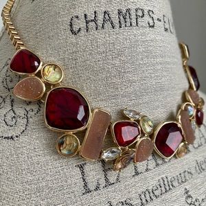 Ruby Red Rhinestone Statement Necklace